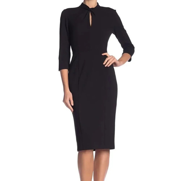 NEW Donna Morgan Crepe Three-Quarter Sleeve Sheath Dress - size 0 - Picture 1 of 8